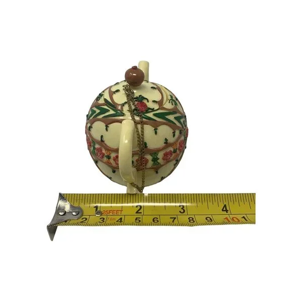 Vintage Nini Japan Hand Painted Teapot Trinket Box Floral Staffordshire Style - Picture 9 of 11